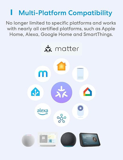 meross Matter Smart Plug Mini, FFS Easy Setup, 100% Privacy Smart Outlet, Compact Size, Support Apple Home, Alexa, Google Home with Schedule and Timer, App and Voice Control, 2.4G Wi-Fi Only (4 Pack)