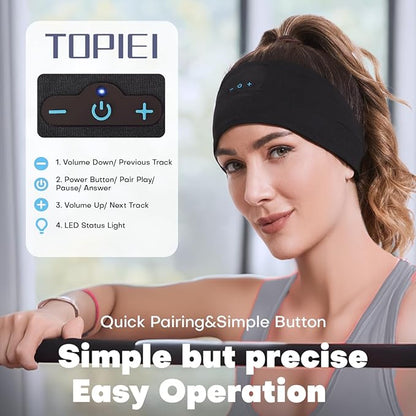 Sleep Headphones Bluetooth Headband for Side Sleeper 2 Pack, 17H Playtime, Wireless Headband Headphones with HD Stereo Speakers for Workout,Running,Yoga, Ideal Gifts for Men, Women, Teens, Black × 2