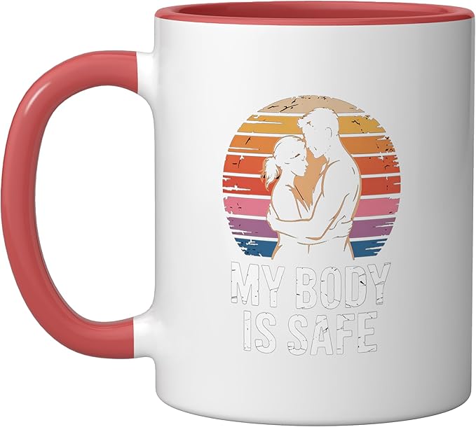 Breathing Relaxation Stress Relief Vagus Nerve Stimulation Ceramic Mug, Red/White