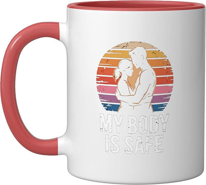 Breathing Relaxation Stress Relief Vagus Nerve Stimulation Ceramic Mug, Red/White