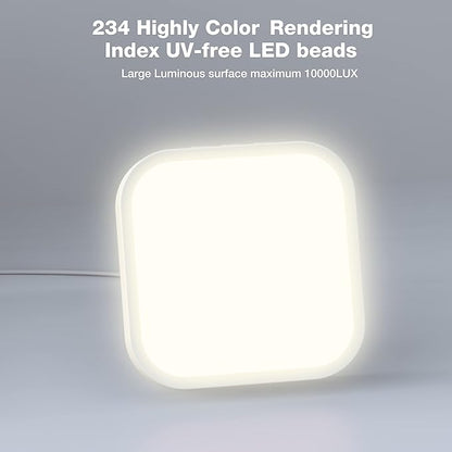 Qoosseine Light Therapy Lamp - 10000 Lux UV-Free Light Box with 4 Brightness Levels, 4 Color Temperatures, 4 Timer Functions and Memory Function - Portable for Home/Office