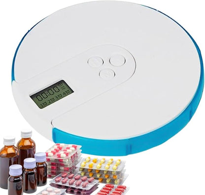 Pill Dispenser with Alarm - Smart Pill Dispenser Reminder, Automatic Pill Dispenser Elder, Pill Box with Alarm, Up to 4 Alarms Day, 7 Days Tablet Organizer with Large Digital Display for Home Office