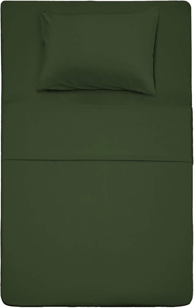 Best Season 3 Piece Bed Sheet Set (Twin Size Olive Green) 1 Flat Sheet,1 Fitted Sheet and 1 Pillow Cases,100% Brushed Microfiber 1800 Luxury Bedding,Deep Pockets,Extra Soft & Fade Resistant