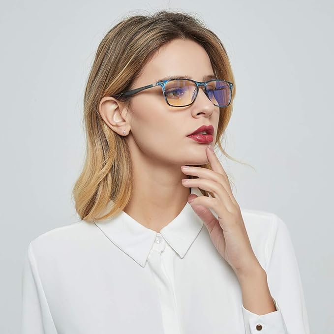 JOSCHOO Computer Reading Glasses Blue Light Blocking Readers Men and Women Glasses of Reading (Blue Stripe, 0.0)