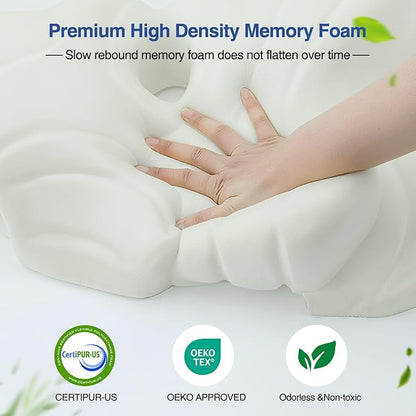 Cervical Neck Pillow - Cooling Pillow for Neck Pain Relief, Side Sleeper Pillow, Ergonomic Neck Pillow, Contour Orthopedic Memory Foam Pillows for Side Back Stomach Sleepers with Pillowcase