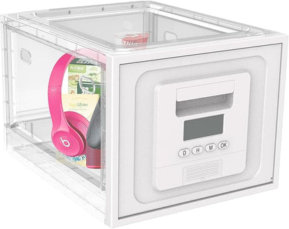 Time Lock Box for Food,Medicine Locker,Phone Jail Timer,PS5 Game Prison,Snacks Lockbox,Release Stress,Anxiety Relief,Gadget Gift | Combination Timed Locking Container | Kitchen Clear Lockable Safe Box