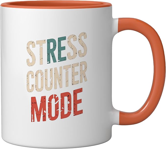 Relaxation Breathing Vagus Nerve Stimulation Stress Relief Ceramic Mug, Orange/White