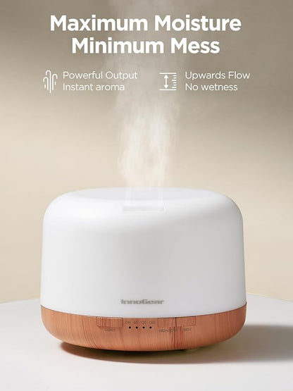 InnoGear Aromatherapy Diffuser & 10 Essential Oils Set, 500ml Essential Oil Diffuser with Remote Control Ultrasonic Cool Mist Scent Humidifier Vaporizer Auto-Off Timer for Room Office Home, Yellow