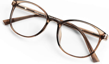 FONHCOO Blue Light Blocking Glasses Women Men TR90 Round Computer Eyeglasses (Coffee)