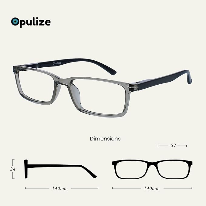 OPULIZE SEE Reading Glasses with Blue Light Blocking for Women and Men, Narrow Frame, Spring Hinges, Computer Gaming Glasses, Grey +2.5 (Pack of 1)