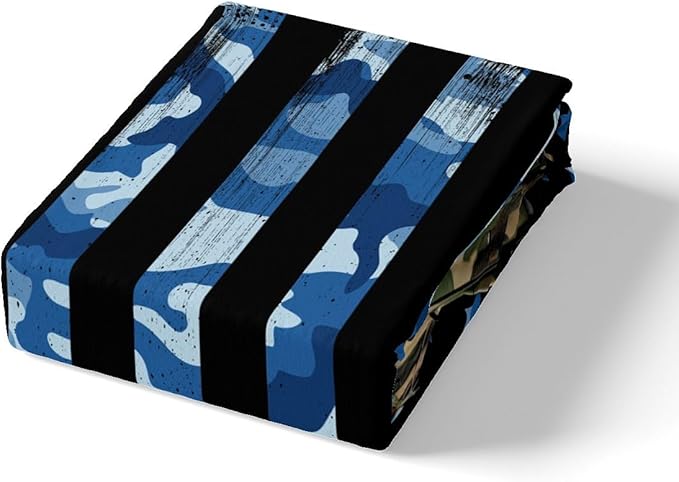 Manfei Airplane Sheet Set King Size, Army Camouflage Aircraft Bedding Set for Kid Boy Room Decor, Blue Camo American Flag Bed Sheet Set 4pcs with Deep Pocket Fitted Sheet + Flat Sheet + 2 Pillowcases
