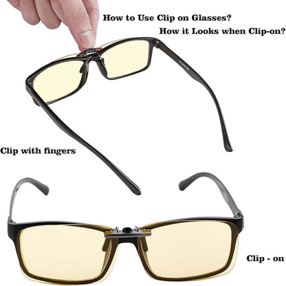 JASHIKA Clip on Blue Light Blocking Computer Gaming Glasses, Anti Blue Ray Video/TV Lenses for Men and Women,UV Blocking Anti Eye Strain Fatigue Dry Eyes Relief Unisex Reading Eyewear