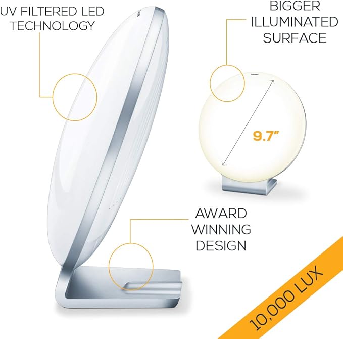 Beurer TL50 Daylight Lamp | UV-free Lamp with Natural Bright Sun Light | Jet Lag Lamp | Full Spectrum, 10,000 lux LED | Big Surfaced Daylight for Home & Office, 3 Piece Set