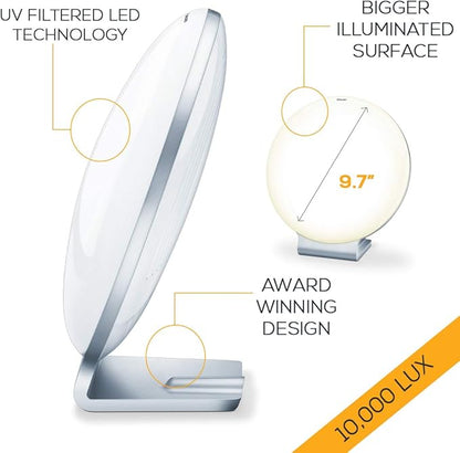Beurer TL50 Daylight Lamp | UV-free Lamp with Natural Bright Sun Light | Jet Lag Lamp | Full Spectrum, 10,000 lux LED | Big Surfaced Daylight for Home & Office, 3 Piece Set