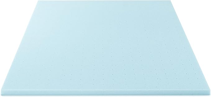 Best Price Mattress 1.5 Inch Ventilated Memory Foam Mattress Topper, Cooling Gel Infusion, CertiPUR-US Certified, Dorm Essentials, Short Queen