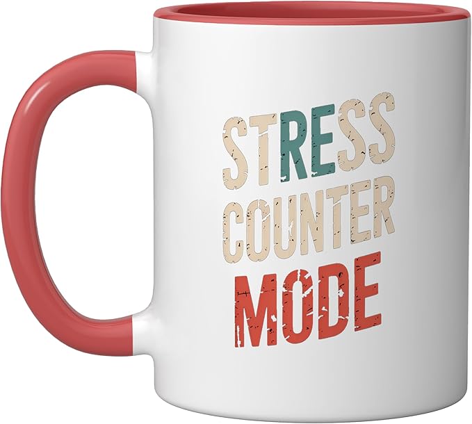 Relaxation Breathing Vagus Nerve Stimulation Stress Relief Ceramic Mug, Red/White