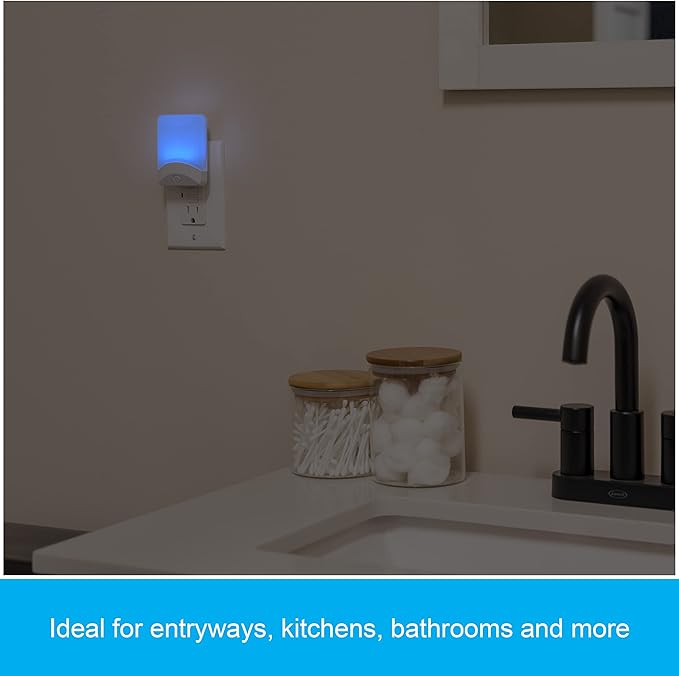 GE Color Changing LED Night Light for Kids, Dusk to Dawn Sensor, Home Decor Apartment Essentials, Wall Lights for Bedroom, Ambient Lighting, Nightlights Plug in, 1 Pack, 34693