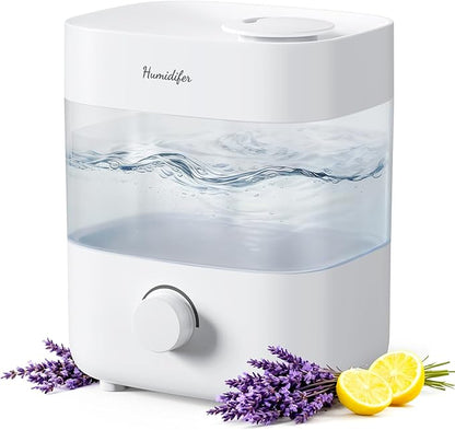 Humidifiers for Bedroom, 2L Tank for 15H, 20dB Quiet Mist Time, Dual Nozzles, Auto Shut-Off, Rotate to Adjust Mist Intensity, Rapid Ultrasonic Humidification for Baby Nursery and Plant (White)