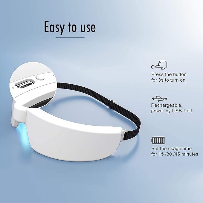 Light Therapy Glasses, Portable & Wearable UV-Free Blue Light Therapy Lamp, Natural Relief for Good Sleep, Happy Mood, Boost Energy and Jet Lag (Glasses-I)