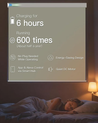Motorized Roller Shade with Remote Control, Blackout Electric Shade for Windows Compatible with Alexa Google via Hub, Rechargeable Smart Window Blind Customized Size (Vinyl Beige)
