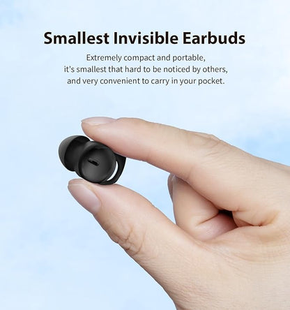 Invisible Sleep Headphones,Sleep Earbuds for Side Sleepers,Small Comfortable Fit Noise Blocking Sleep Ear Buds,Bluetooth 5.3 Wireless Earbuds, in-Ear Ear Buds for Sleeping, Working - Black