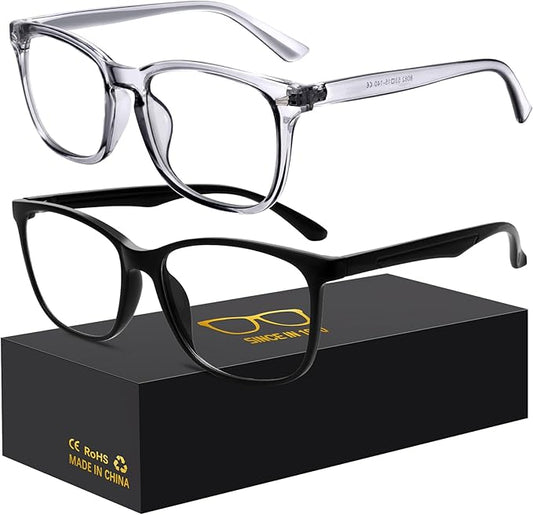 Blue-Light Blocking Glasses Computer Reading/Gaming/TV/Phones Glasses Fashion Anti Eyestrain UV Glasses for Women Men(H3-Black+Gray)