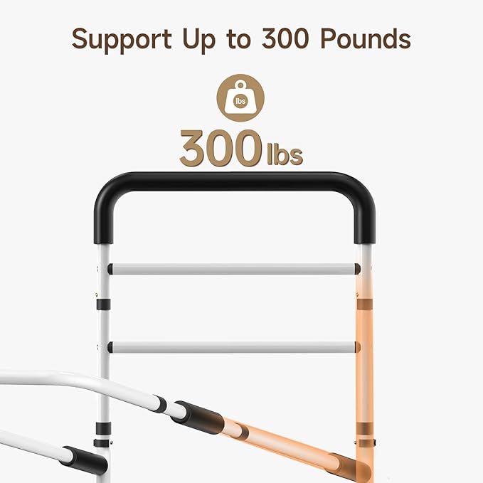 WAYES Bed Rails for Elderly Adults Safety, Adjustable Bed Assist Rail Handle with Leg for Seniors, Handicap, Disabled, Fall Prevention Hand Guard Grab Bar Bed Cane, Fit King, Queen, Full, Twin