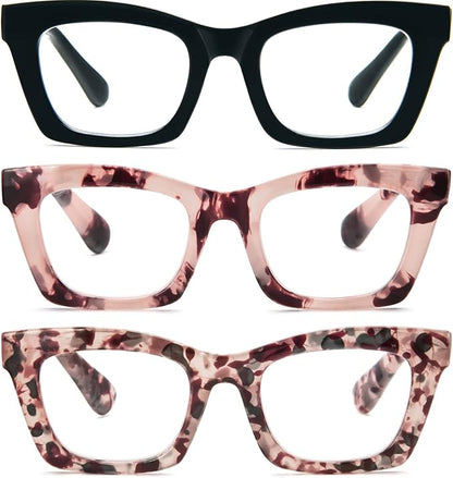 REAVEE Oprah Style Reading Glasses for Women, Blue Light Blocking Stylish Oversized Computer Readers Spring Hinge