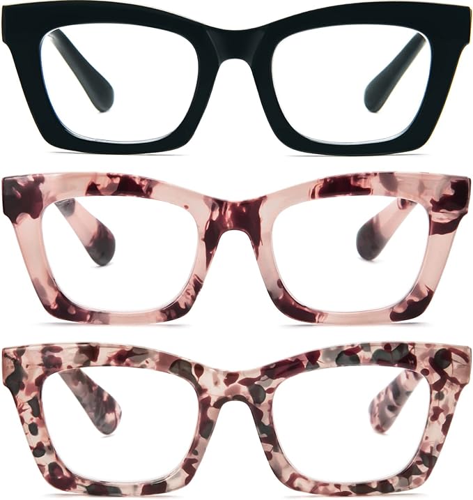 REAVEE Oprah Style Reading Glasses for Women, Blue Light Blocking Stylish Oversized Computer Readers Spring Hinge