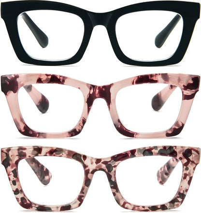 REAVEE Oprah Style Reading Glasses for Women, Blue Light Blocking Stylish Oversized Computer Readers Spring Hinge