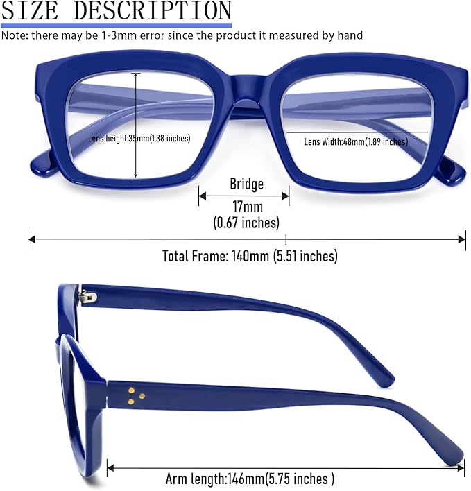 DXYXYO Reading Glasses Women Blue Light Blocking Men with 2.25 Magnification Oversized Computer Readers 3 Pack Retro Fashion Oprah Style Square