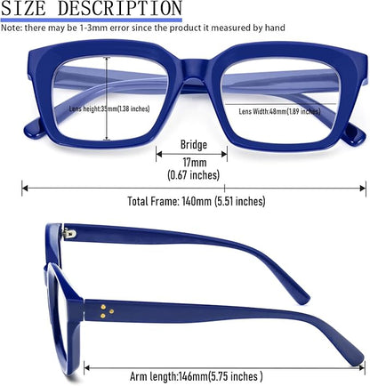 DXYXYO Blue Light Blocking Reading Glasses for Women 1.5 Oversized Rectangle Computer Readers Retro Fashion Oprah Style Square 3 Pack
