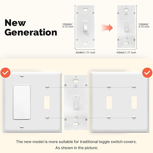 MOES New Generation Smart Toggle Switch, Single Pole & 3 Way Light Switch 2.4G WiFi, ON/Off Style, Neutral Wire Required, Smart Life APP Remote Control, Compatible with Alexa/Google Assistant