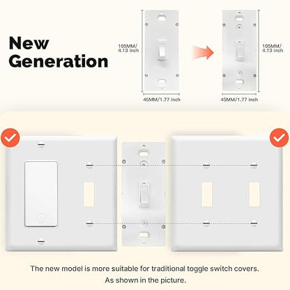 MOES New Generation Smart Toggle Switch, Single Pole & 3 Way Light Switch 2.4G WiFi, ON/Off Style, Neutral Wire Required, Smart Life APP Remote Control, Compatible with Alexa/Google Assistant