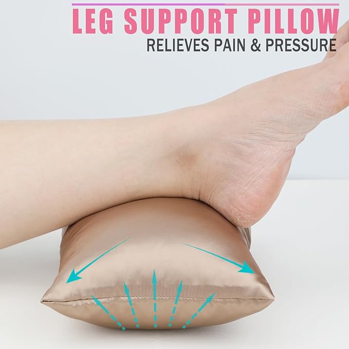 Silky Satin Soft Knee Pillow for Side Sleepers, Pressure Pillows Between Legs 11"x7" Small Knee Pillow Joints Cushion for Sleeping Hip and Back Pain, Taupe 1 Pcs