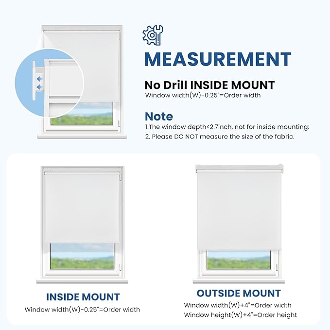 Grandekor No Drill Motorized Roller Blinds with Remote Control - White-Blackout 28.5 * 48 Motorized Blinds | Smart Electric Shades Compatible with App & Voice Control for Living Room