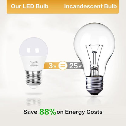 Vgogfly 3W LED Bulb Equivalent 25 Watt Light Bulbs, A15 Daylight 5000K Energy Saving Low Watt E26 Base Bulb for Home Bedroom(4-Pack)