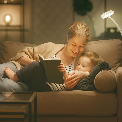 Rechargeable Book Light for Reading in Bed – 14 LED Book Light with 3 Color Temperatures, Stepless Dimming, Up to 80 Hours Runtime, 360° Rotatable Clip – Perfect for Book Lovers, White