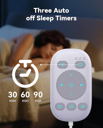 Under Pillow Speaker Bluetooth 5.4 with Bone Conduction, Wired Remote, 3 Timer - White Noise Sound Machine, 24H Playtime, 36 Soothing Sleep Sounds for Adults, Kids, Side Sleepers, Office Nap