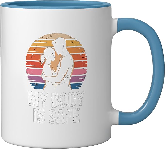 Breathing Relaxation Stress Relief Vagus Nerve Stimulation Ceramic Mug, Blue/White
