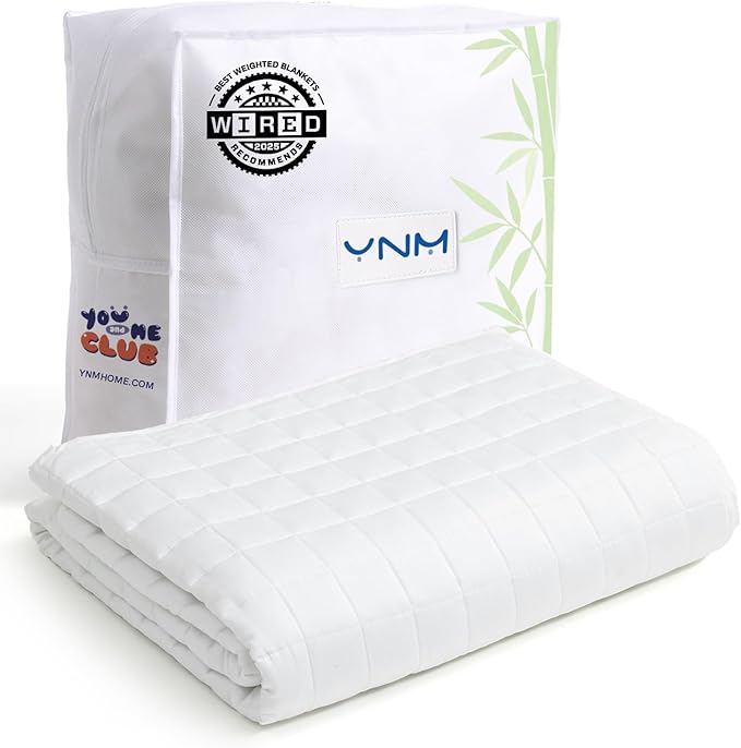 YnM King Size Cooling Weighted Blanket for Adults (88x104 Inches, 30Pounds, White), Perfect for Hot Sleepers with Cooling Rayon/Glass Beads, Heavy Bed Blanket for Couple on Queen or King Bed