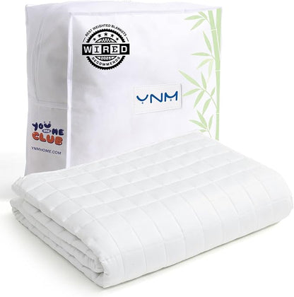 YnM King Size Cooling Weighted Blanket for Adults (88x104 Inches, 30Pounds, White), Perfect for Hot Sleepers with Cooling Rayon/Glass Beads, Heavy Bed Blanket for Couple on Queen or King Bed