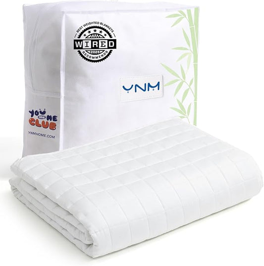 YnM Cooling Weighted Blanket for Adults, 20lbs Heavy Bed Throw for One Person of 190lbs, Perfect for Hot Sleepers or Warm Climates with Cooling Rayon/Glass Beads(60x80 Inches,Queen Bed, White)