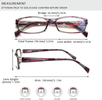 Henotin 5-Pack Reading Glasses Blue Light Blocking Anti Eyestrain Computer Reading Glasses for Women and Men Readers (5 Pairs Mix Color, 1.25)
