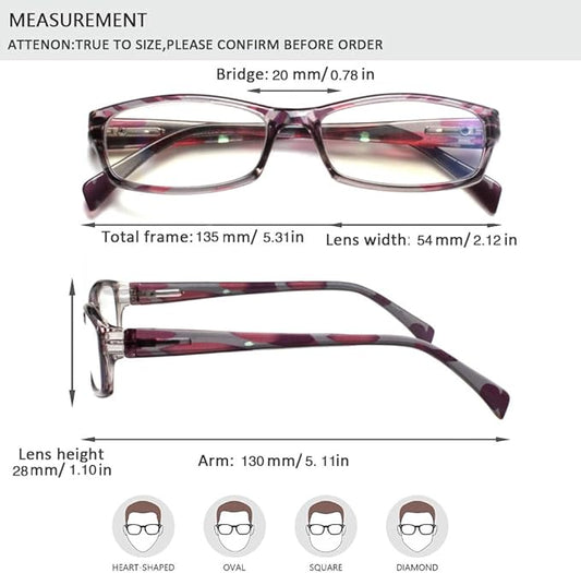 Henotin 5-Pack Reading Glasses Blue Light Blocking Anti Eyestrain Computer Reading Glasses for Women and Men Readers (5 Pairs Mix Color, 4.00)