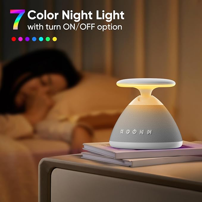 White Noise Sound Machine for Sleeping, 50 Non-Looping Soothing Sounds, 7 Color Night Light with Adjustable Brightness, Timer & Alarm Clock, Touch Screen Control for Baby, Kids, Adults, Home