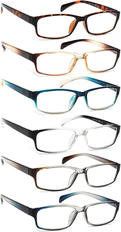 JOSCHOO Computer Reading Glasses for Women and Men 6 Pack Blue Light Blocking Spring Hinge Readers