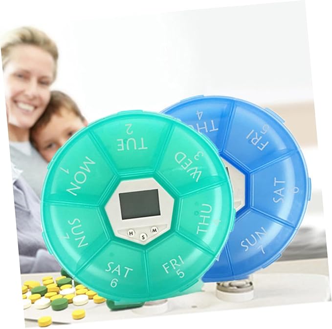 Compartment Pill Dispenser Clock Travel Pill Organizer Reminder Box for Patient Medicine Chest