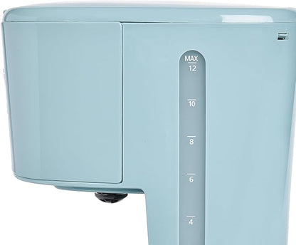 Haden Brighton Coffee Machine, 12 Cup Programmable Drip Coffee Maker with Auto Shut-Off Function and Reusable Washable Water Filter, Sky Blue & Chrome