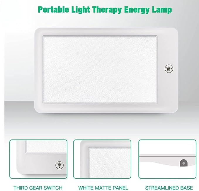 Light Box, 32000 Lux Light Therapy Lamp, UV-Free Adjustable Natural Sunlight Lamp, Touch Control,3 Brightness Levels Foldable Bracket,White